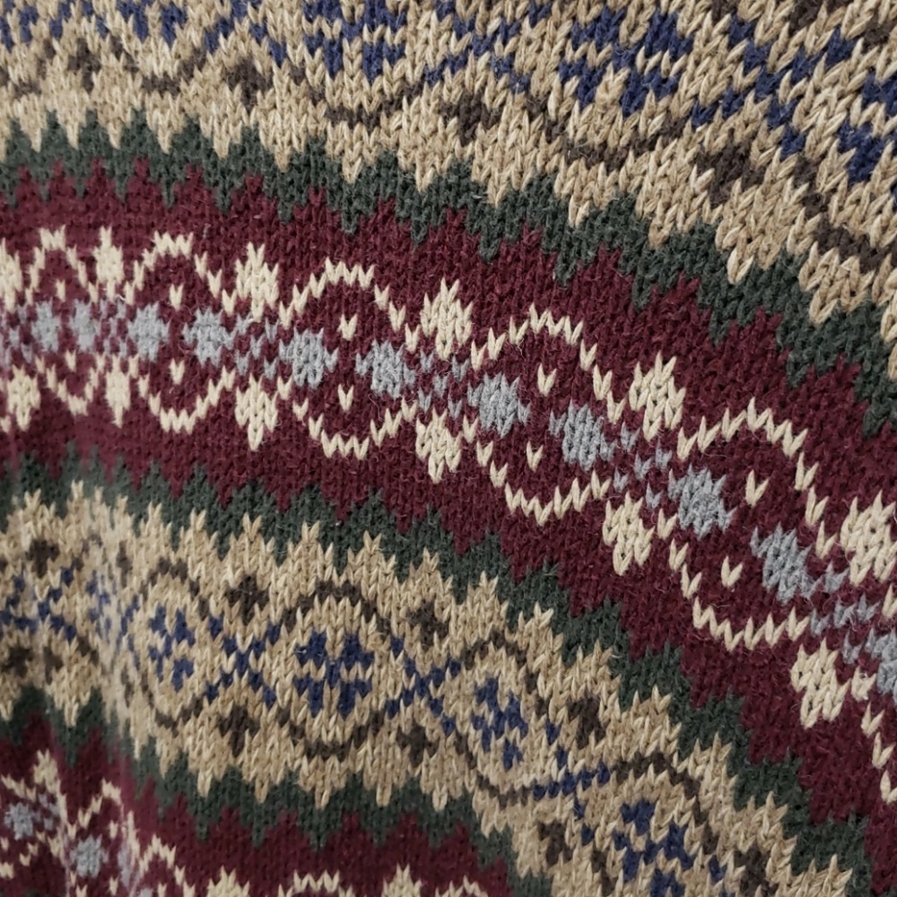 GUC VTG usa classic tan green burgundy XL sweater - Picture 4 of 5